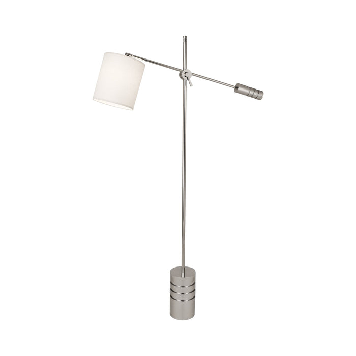 Campbell Floor Lamp in Polished Nickel/Oyster Linen.
