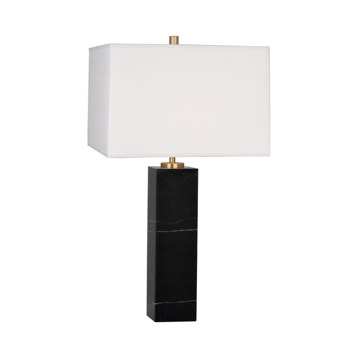 Canaan Table Lamp in Black Marble/White Brussels Linen.