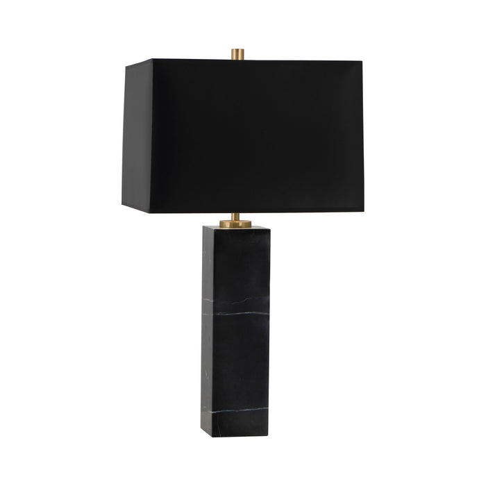 Canaan Table Lamp in Black Marble/Black Opaque Parchment.