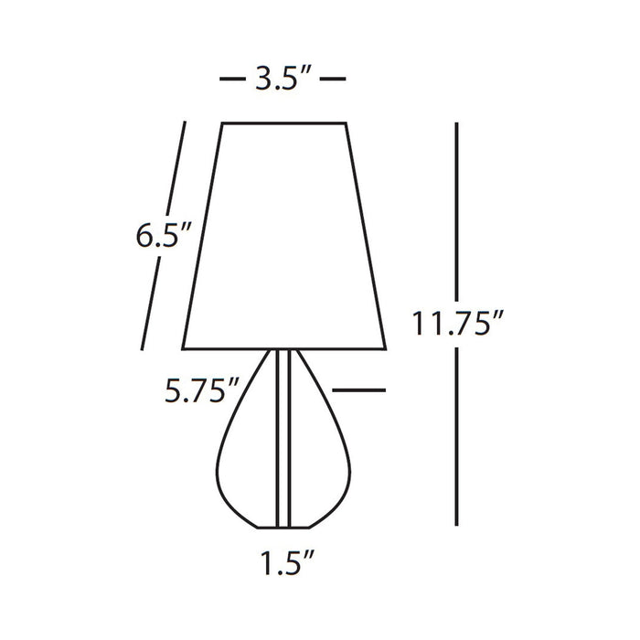 Claridge Tear Drop Table Lamp - line drawing.