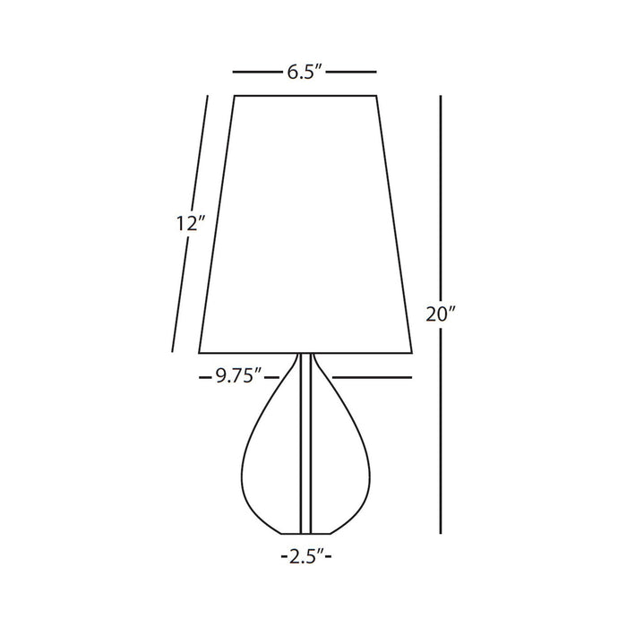Claridge Tear Drop Table Lamp - line drawing.
