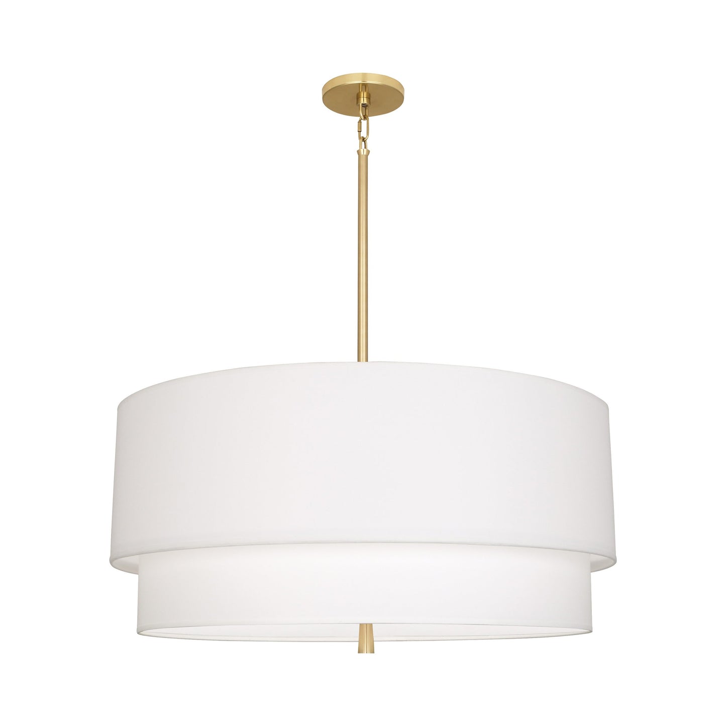 Decker Drum Pendant Light in Ascot White/Modern Brass (2-Tier).