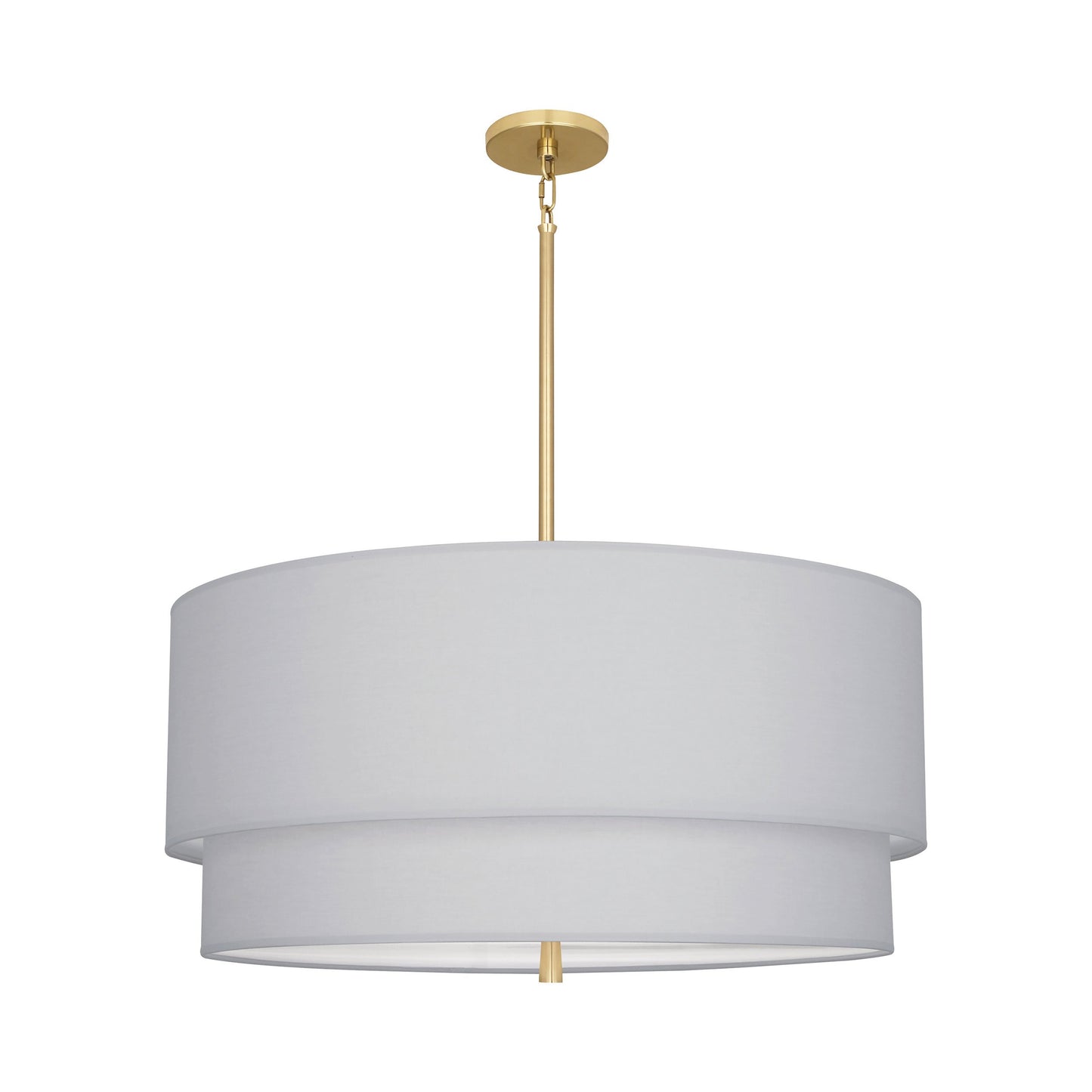 Decker Drum Pendant Light in Pearl Gray/Modern Brass (2-Tier).