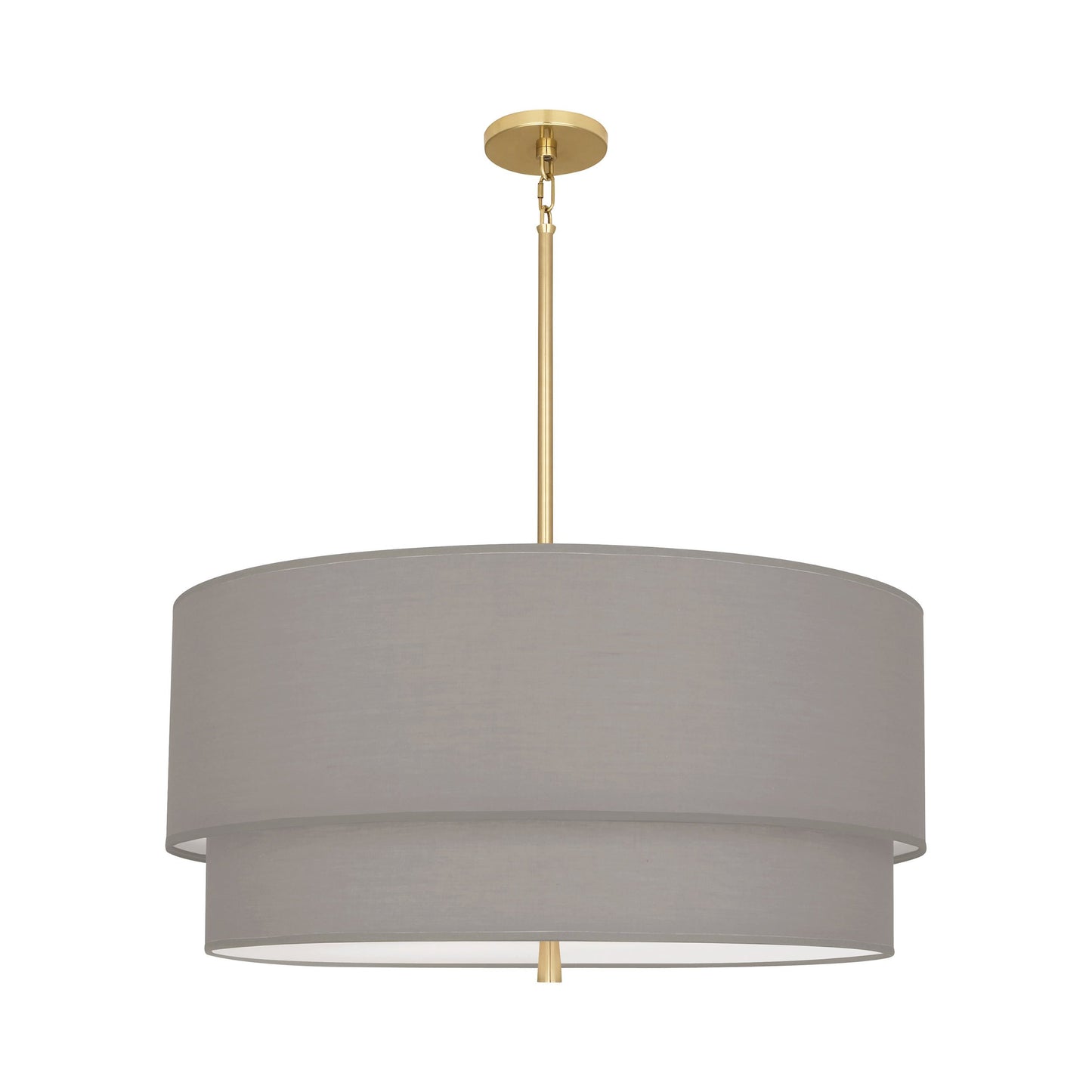 Decker Drum Pendant Light in Smoke Gray/Modern Brass (2-Tier).