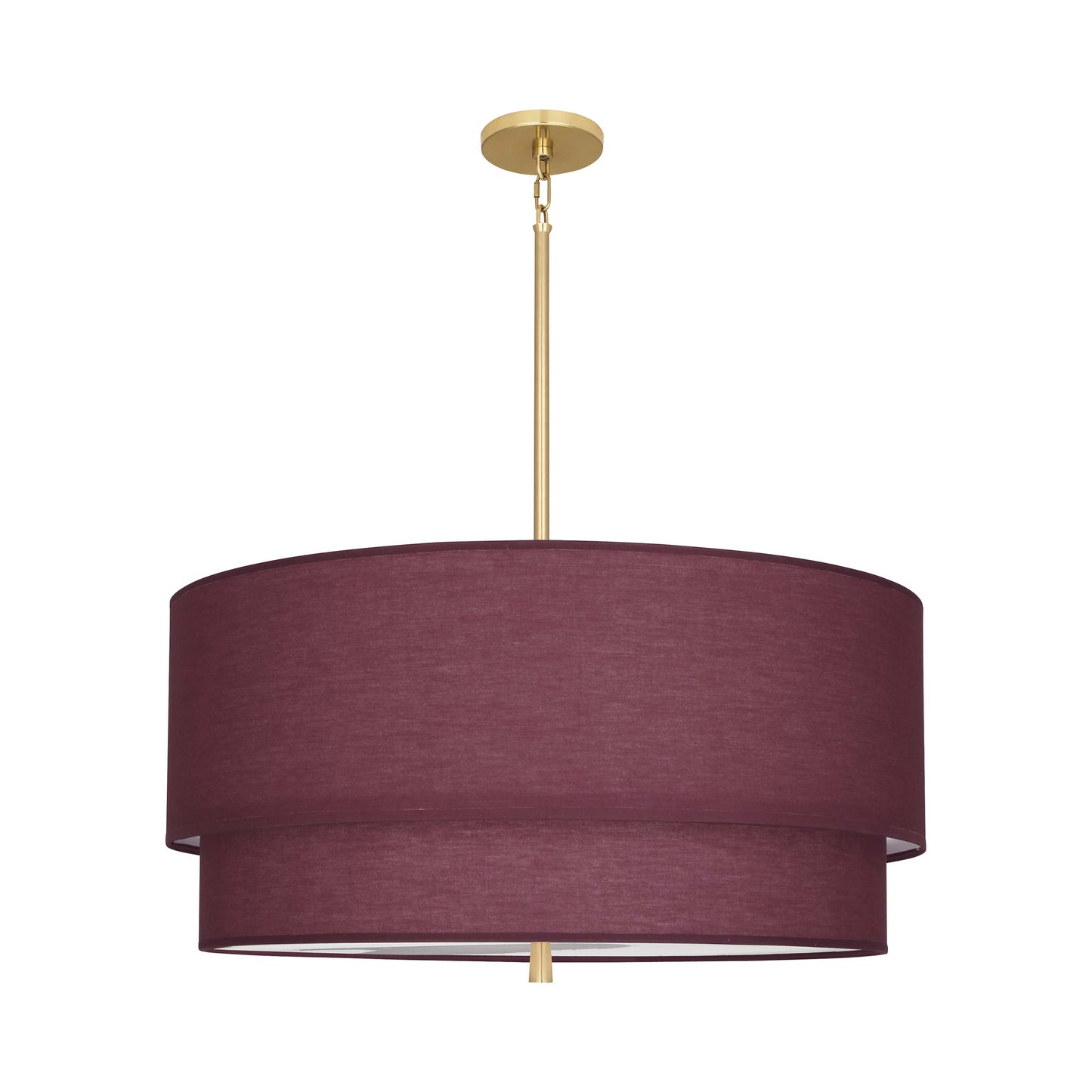 Decker Drum Pendant Light in Vintage Wine/Modern Brass (2-Tier).