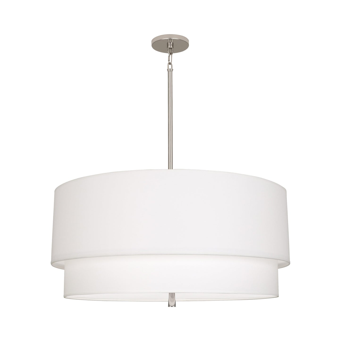 Decker Drum Pendant Light in Ascot White/Polished Nickel (2-Tier).