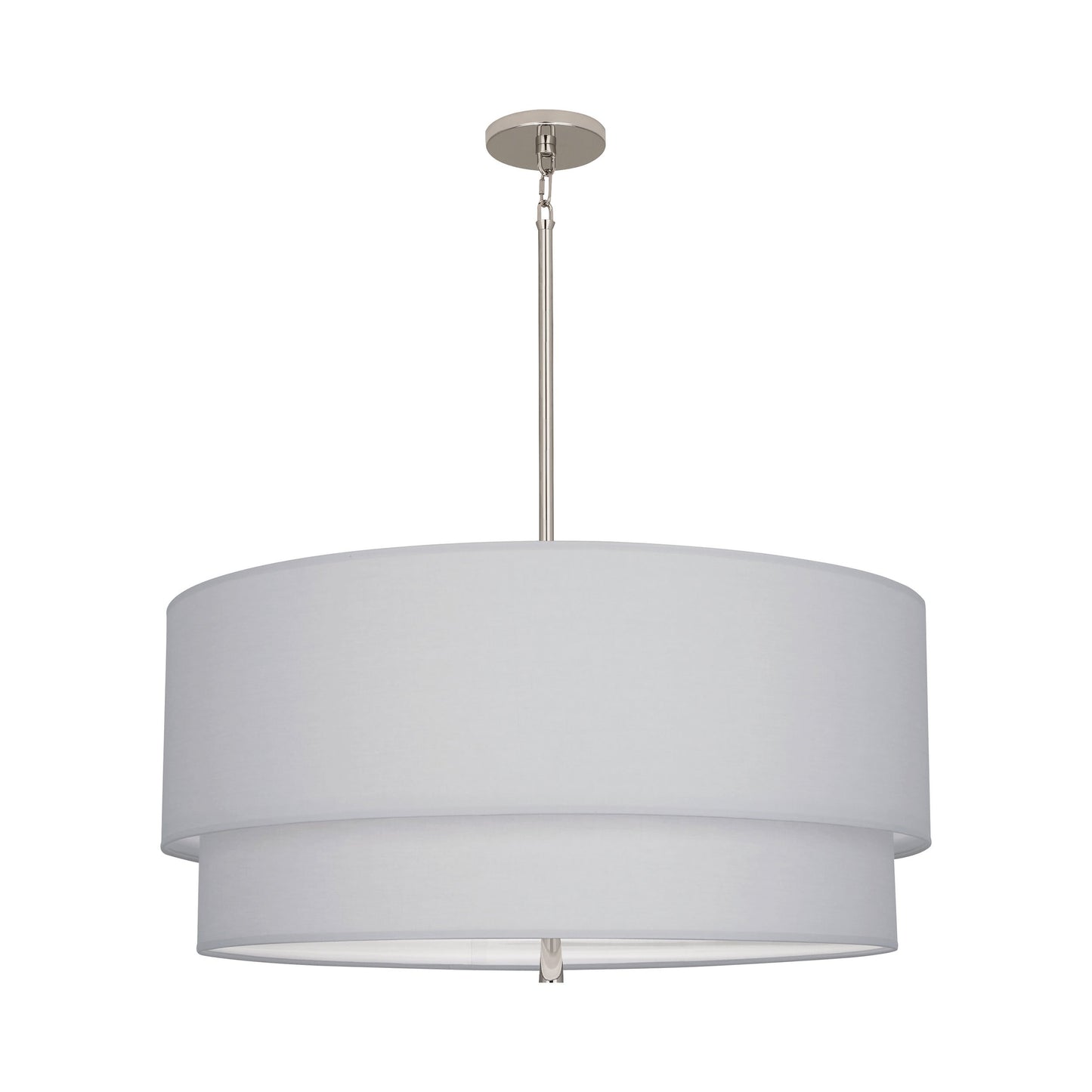 Decker Drum Pendant Light in Pearl Gray/Polished Nickel (2-Tier).