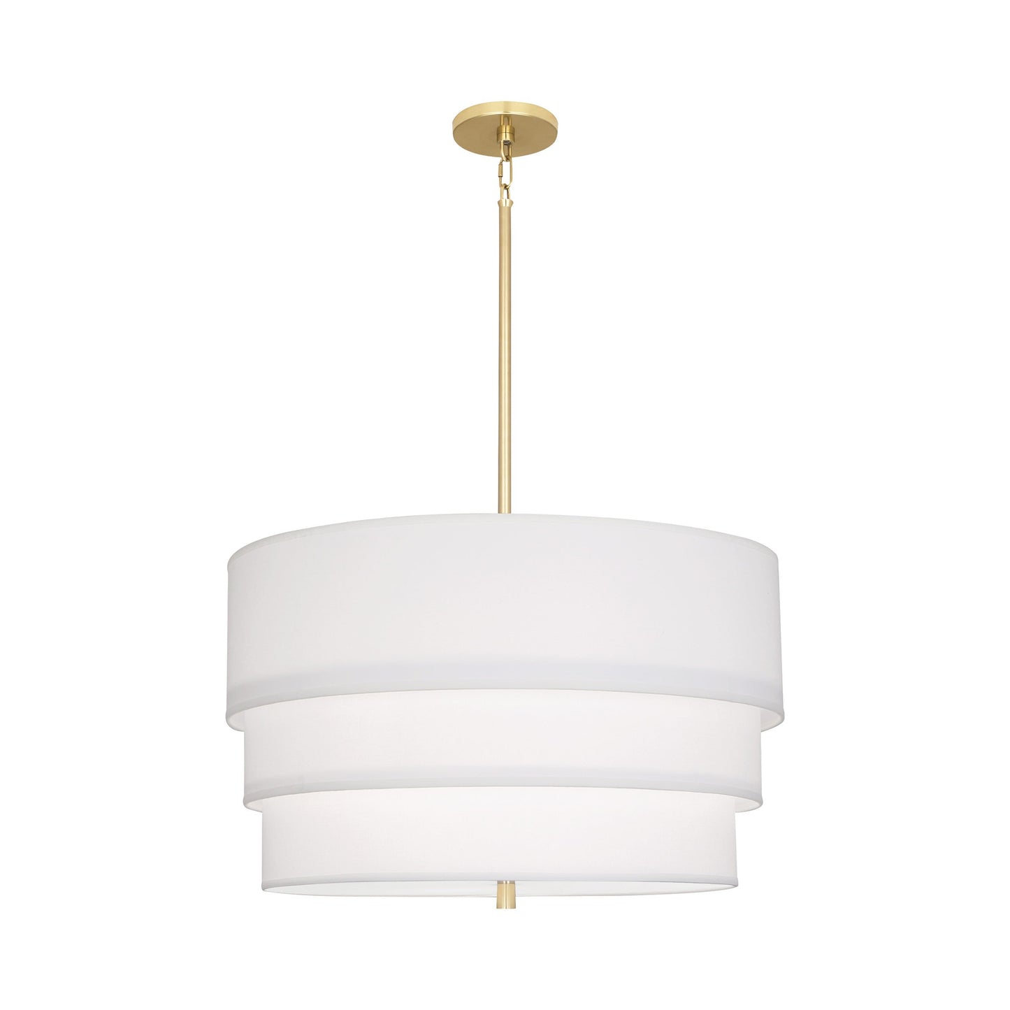 Decker Drum Pendant Light in Ascot White/Modern Brass (3-Tier).