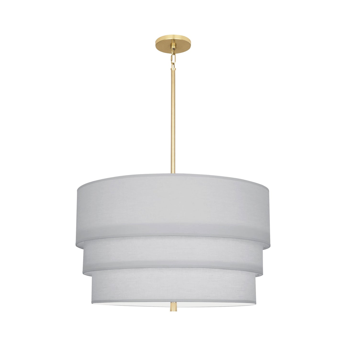 Decker Drum Pendant Light in Pearl Gray/Modern Brass (3-Tier).