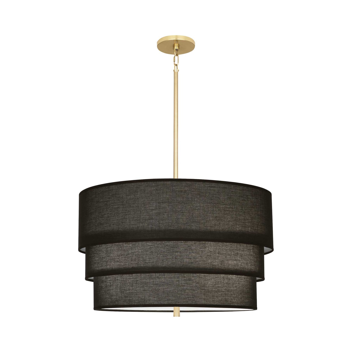 Decker Drum Pendant Light in Raven Black/Modern Brass (3-Tier).