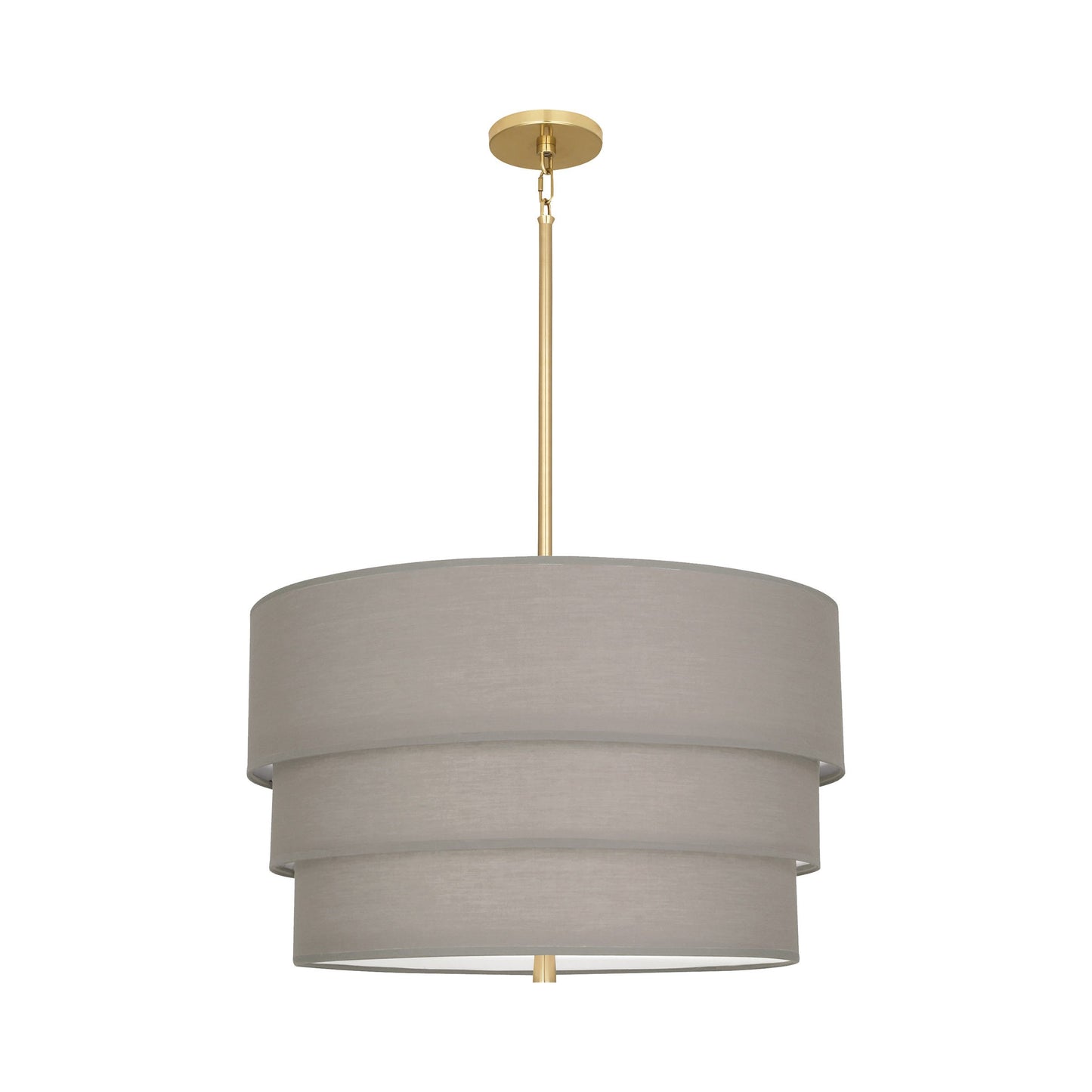 Decker Drum Pendant Light in Smoke Gray/Modern Brass (3-Tier).