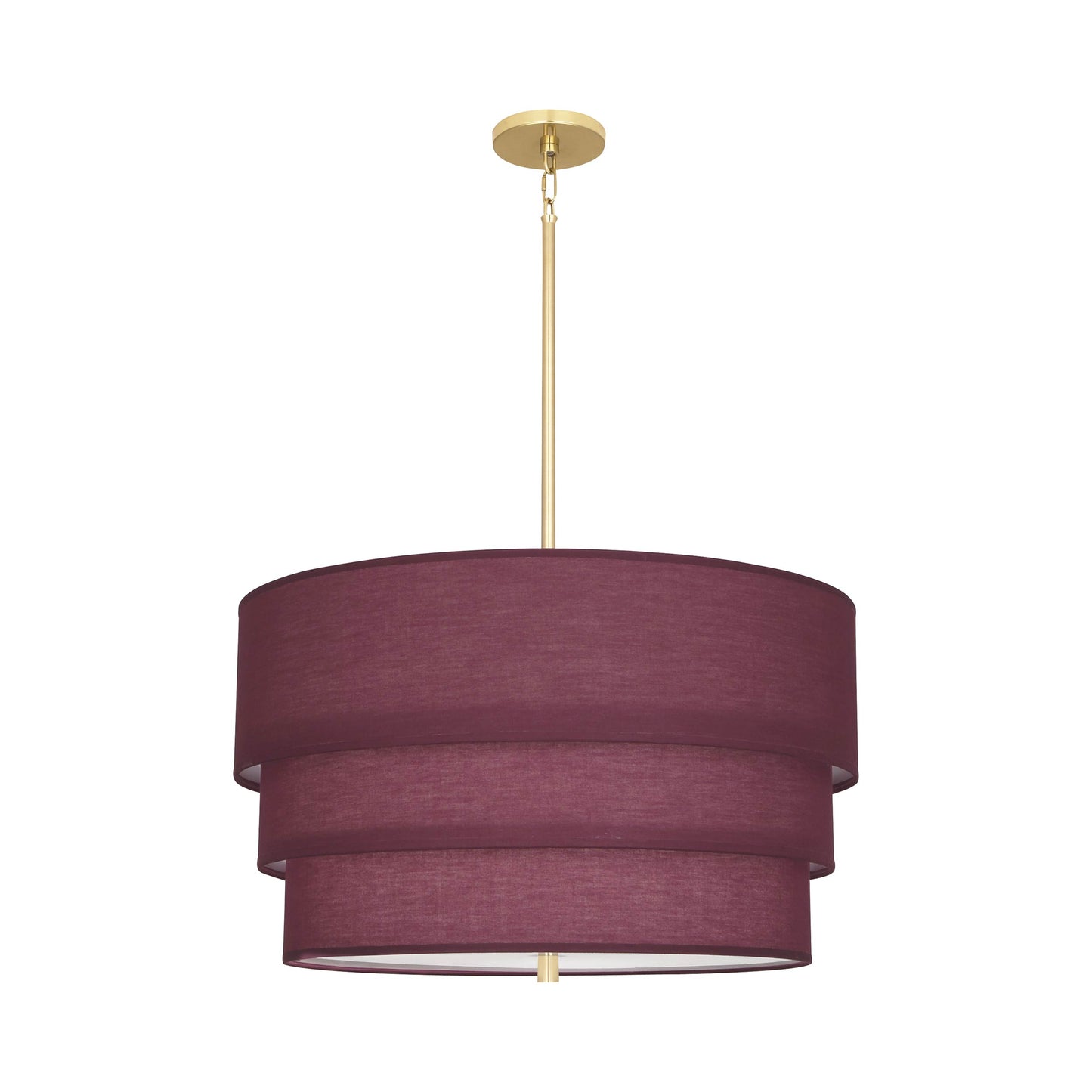 Decker Drum Pendant Light in Vintage Wine/Modern Brass (3-Tier).