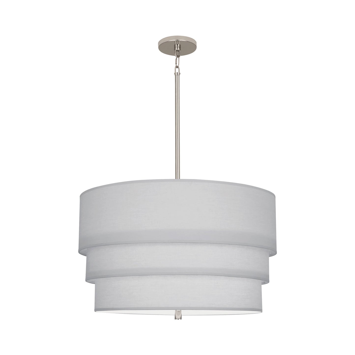 Decker Drum Pendant Light in Pearl Gray/Polished Nickel (3-Tier).