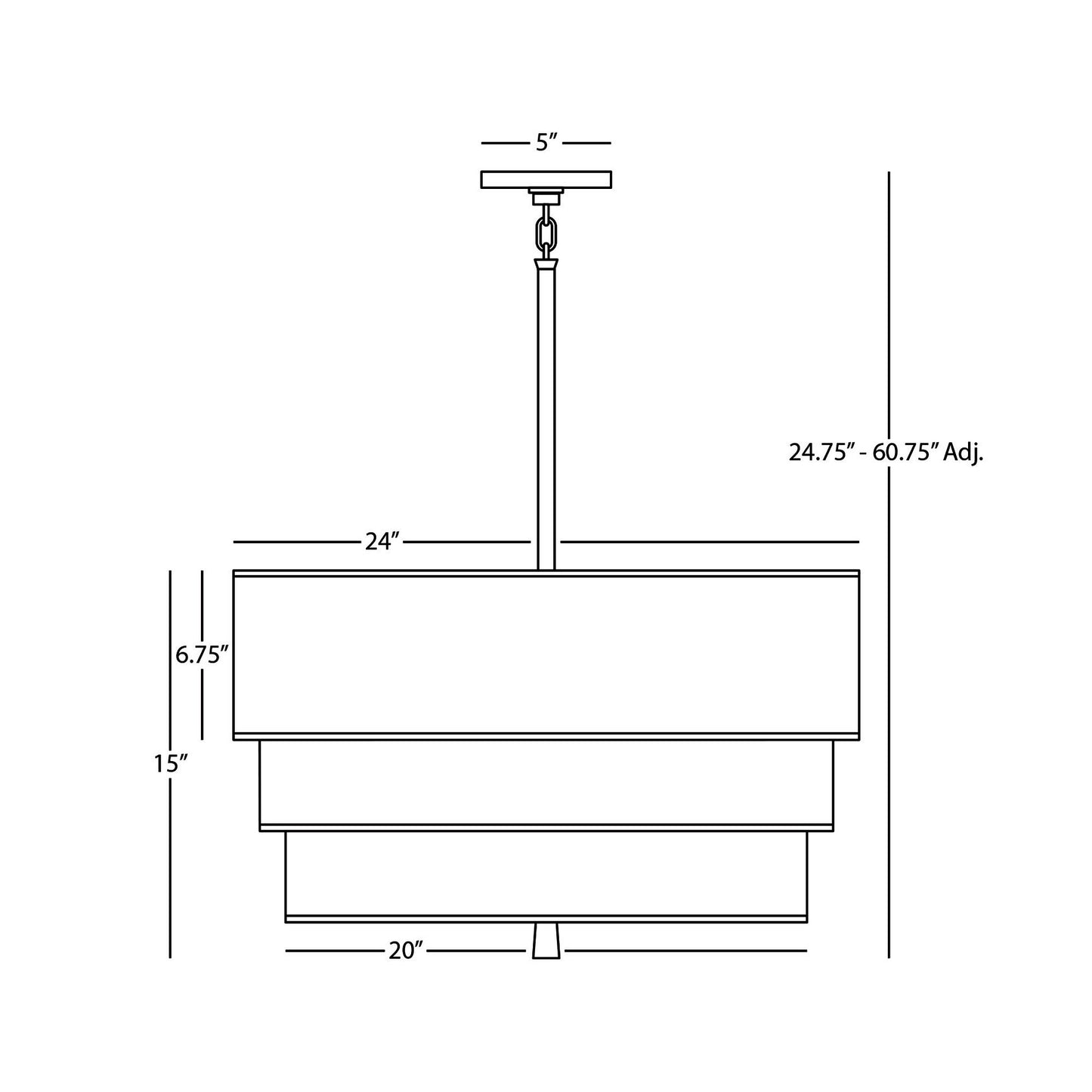 Decker Drum Pendant Light - line drawing.