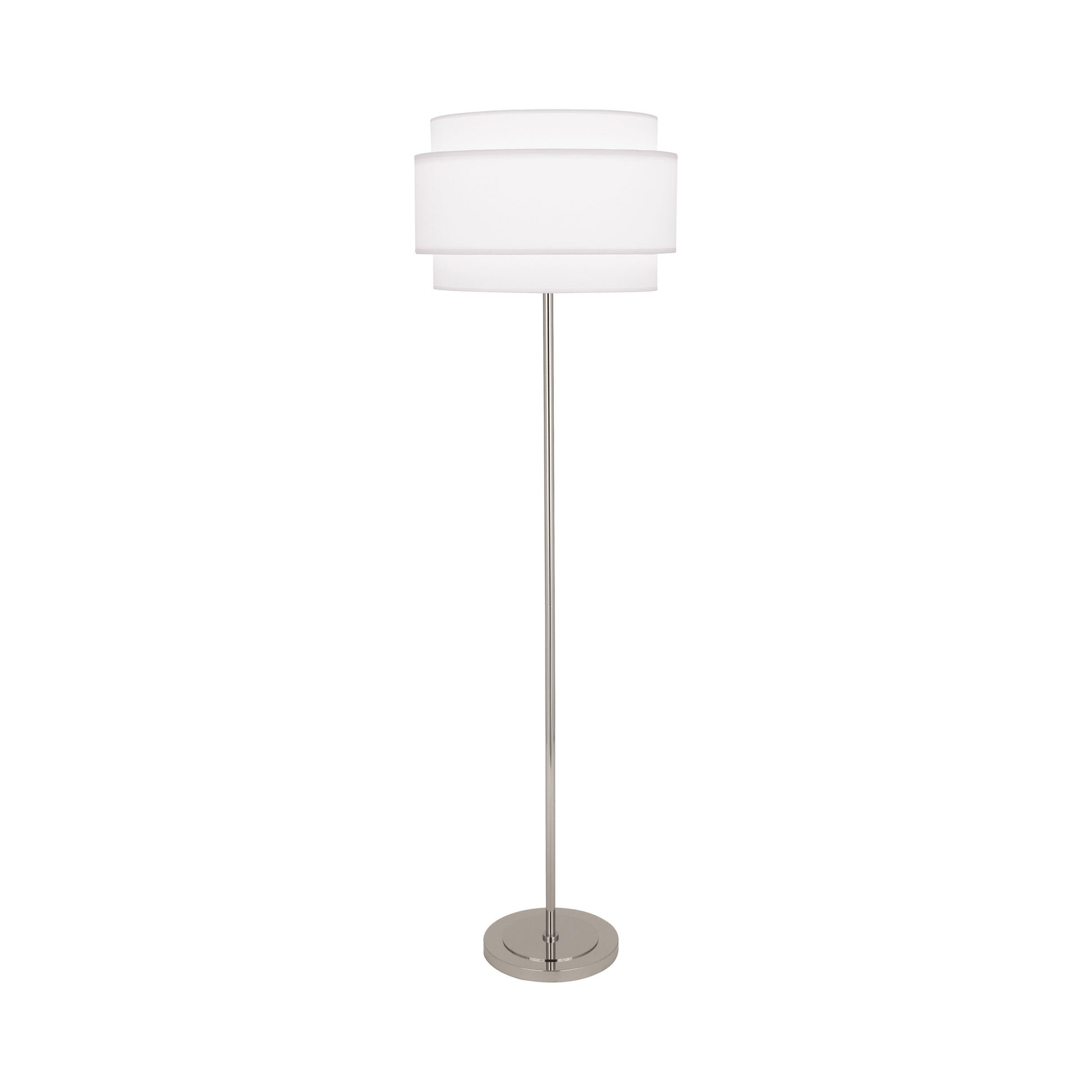 Decker Floor Lamp in Ascot White/Polished Nickel.