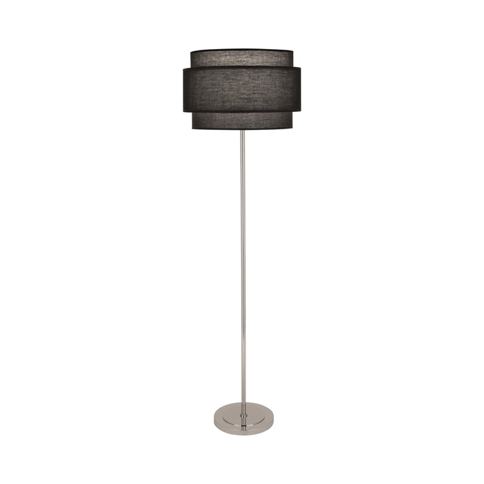 Decker Floor Lamp in Raven Black/Polished Nickel.