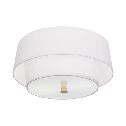 Decker Flush Mount Ceiling Light in Ascot White/Modern Brass.