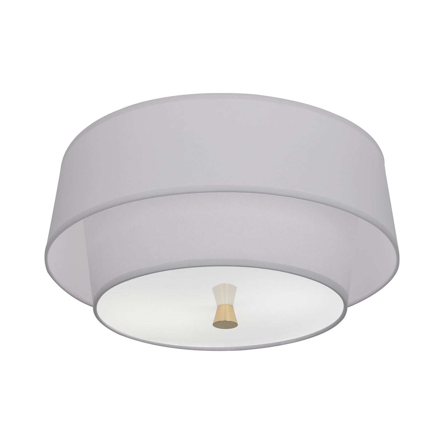 Decker Flush Mount Ceiling Light in Pearl Gray/Modern Brass.