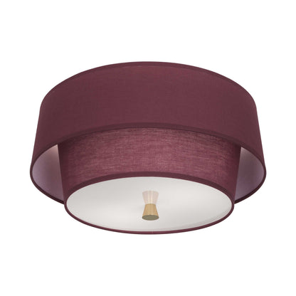 Decker Flush Mount Ceiling Light in Vintage Wine/Modern Brass.