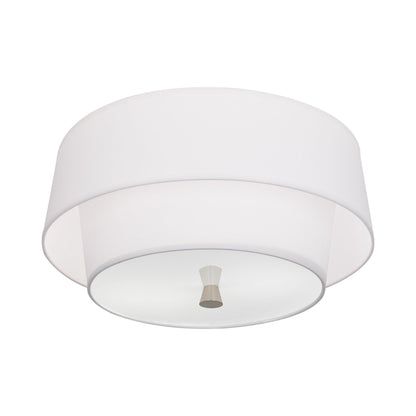 Decker Flush Mount Ceiling Light in Ascot White/Polished Nickel.