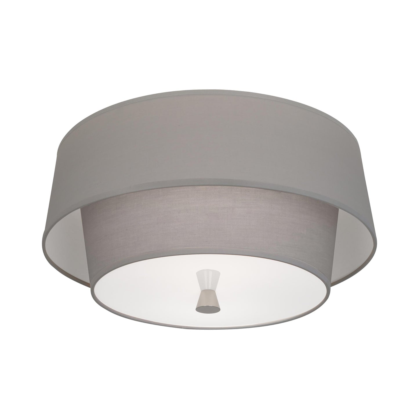 Decker Flush Mount Ceiling Light in Smoke Gray/Polished Nickel.