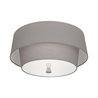 Decker Flush Mount Ceiling Light in Smoke Gray/Polished Nickel.