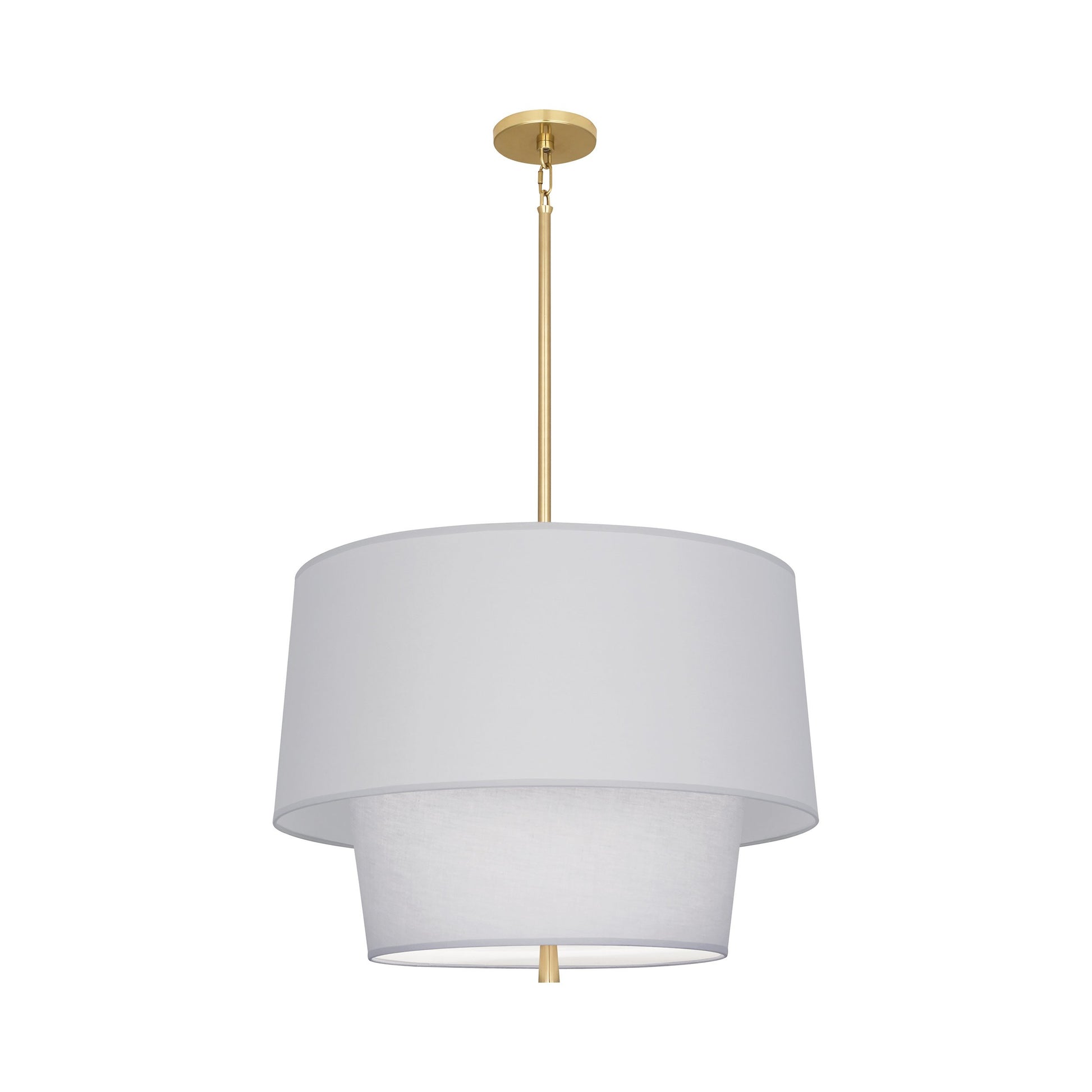 Decker Pendant Light in Pearl Gray Shade/Modern Brass Finish.
