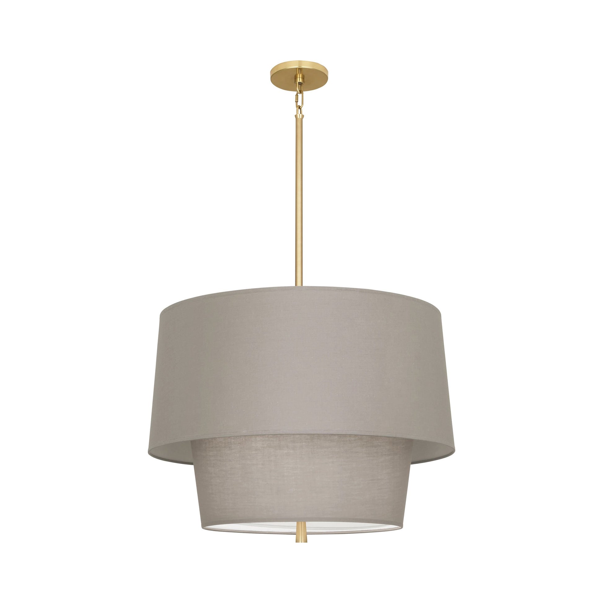 Decker Pendant Light in Smoke Gray Shade/Modern Brass Finish.