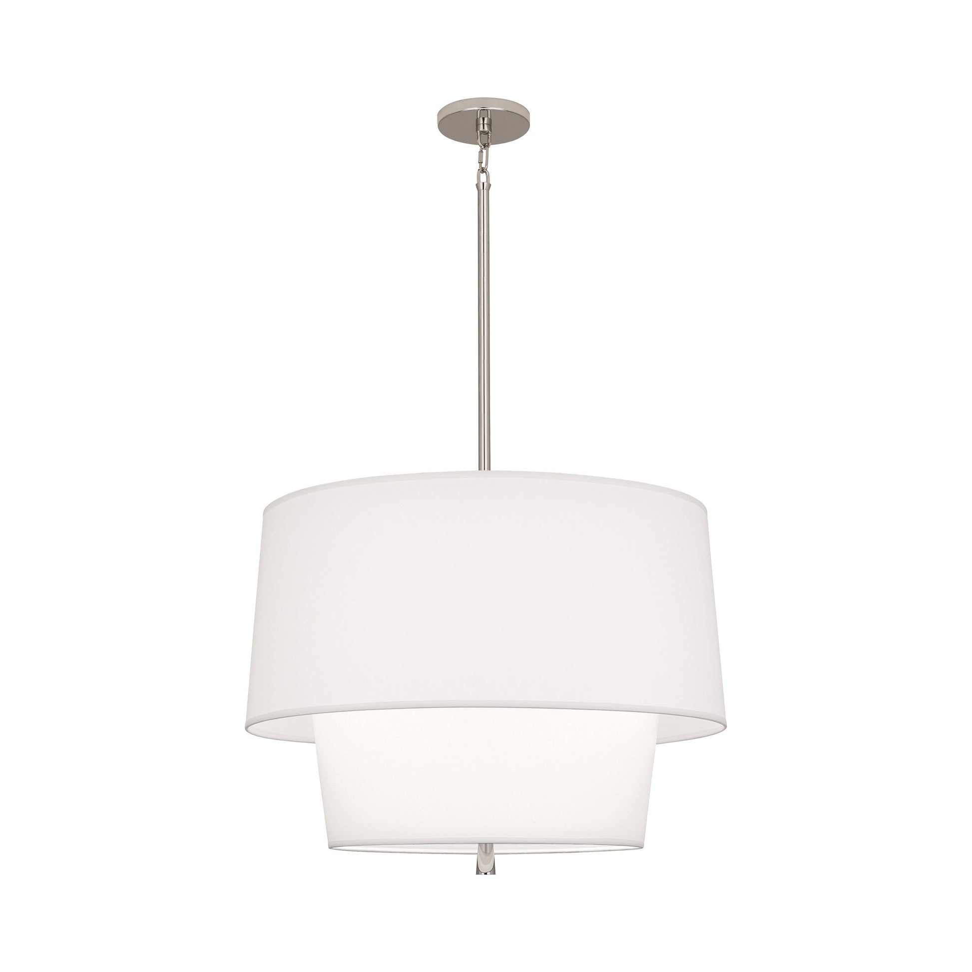 Decker Pendant Light in Ascot White Shade/Polished Nickel Finish.