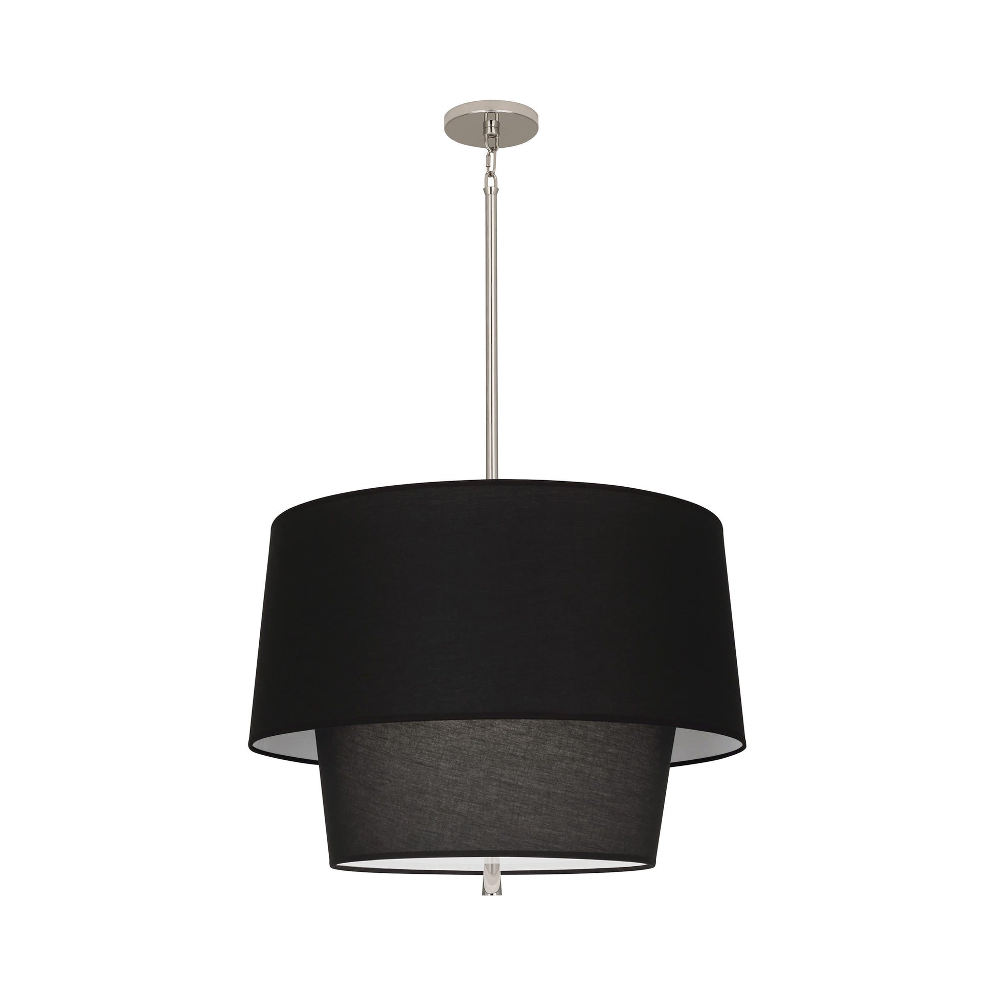 Decker Pendant Light in Raven Black Shade/Polished Nickel Finish.