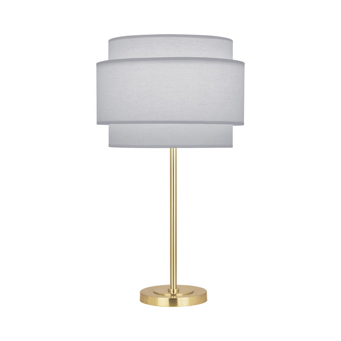 Decker Table Lamp in Modern Brass/Pearl Gray.