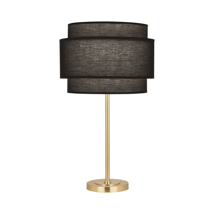 Decker Table Lamp in Modern Brass/Raven Black.