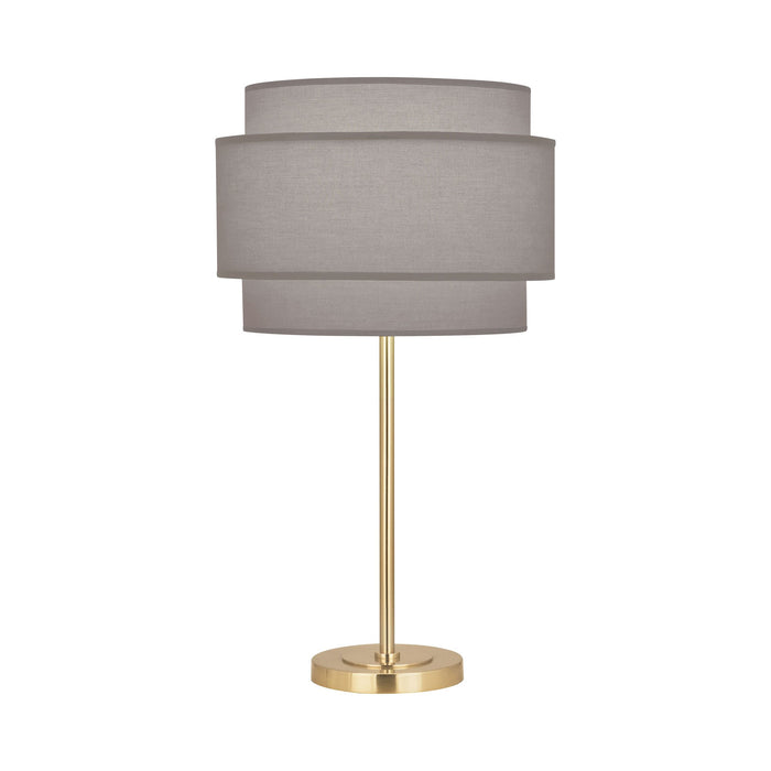 Decker Table Lamp in Modern Brass/Smoke Gray.