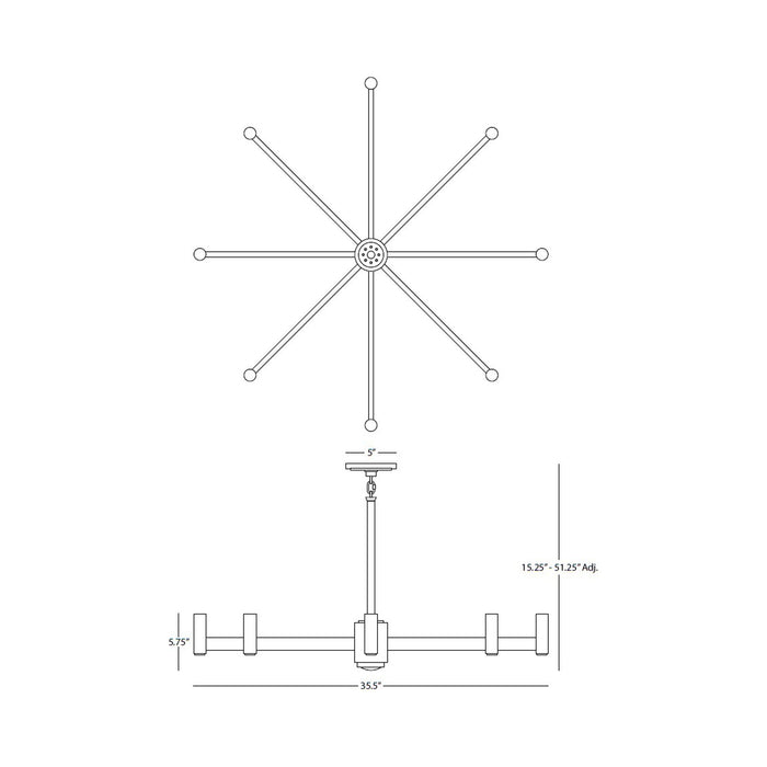 Delany Chandelier - line drawing.