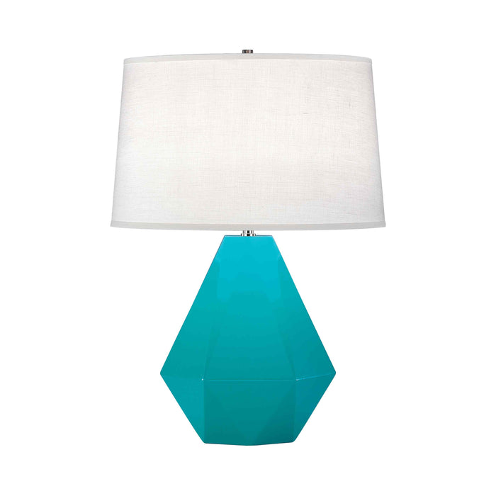 Delta Table Lamp in Egg Blue.