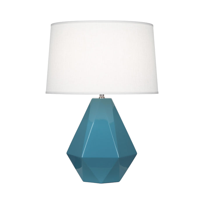 Delta Table Lamp in Steel Blue.