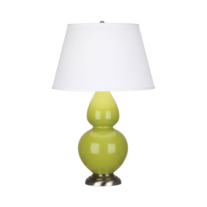 Double Gourd Large Accent Table Lamp in Apple/Fabric Hardback/Antique Silver.