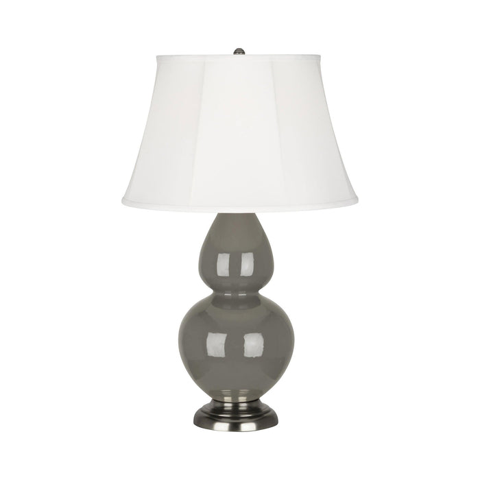 Double Gourd Large Accent Table Lamp in Ash/Silk Stretch/Antique Silver.