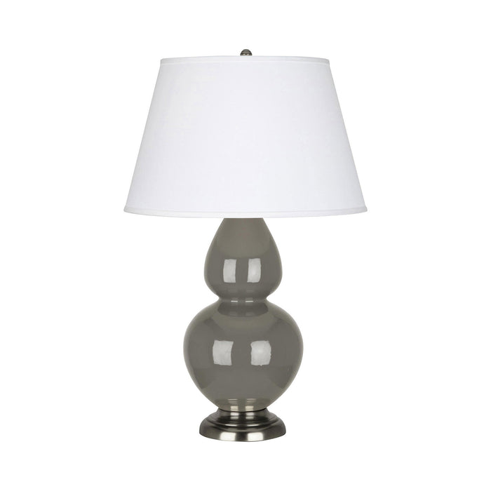 Double Gourd Large Accent Table Lamp in Ash/Fabric Hardback/Antique Silver.