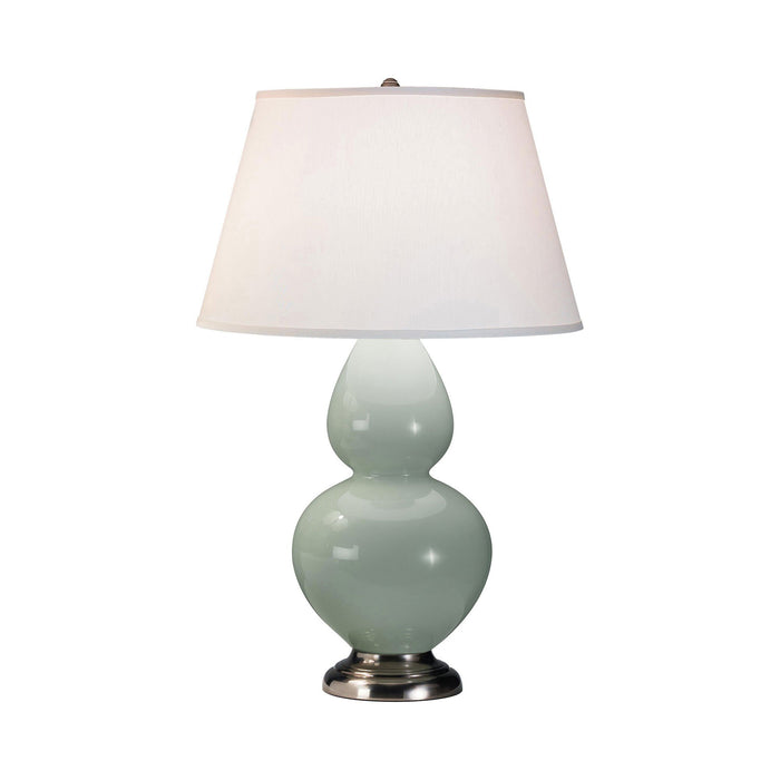 Double Gourd Large Accent Table Lamp in Celadon/Fabric Hardback/Antique Silver.