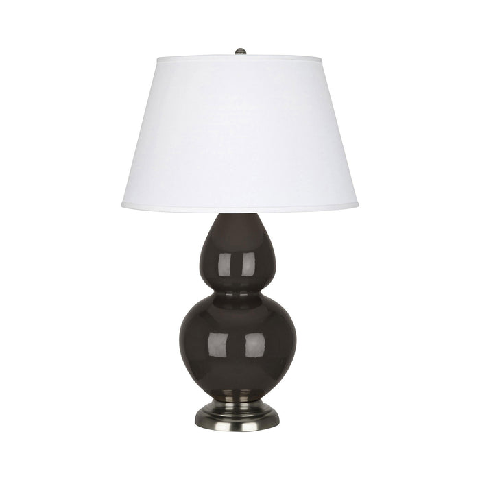 Double Gourd Large Accent Table Lamp in Coffee/Fabric Hardback/Antique Silver.