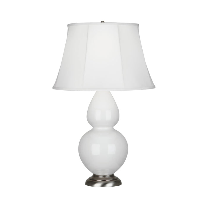 Double Gourd Large Accent Table Lamp in Lily/Silk Stretch/Antique Silver.