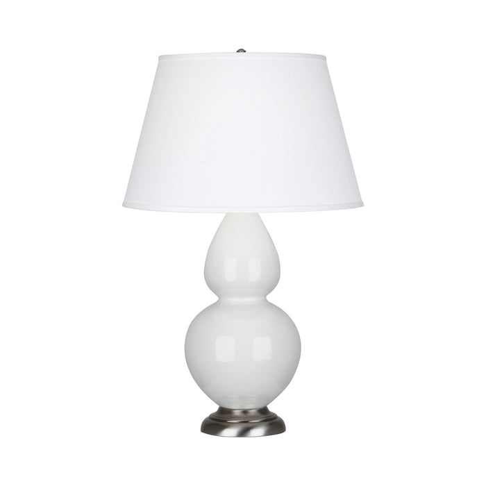 Double Gourd Large Accent Table Lamp in Lily/Fabric Hardback/Antique Silver.