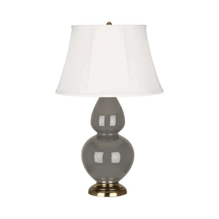 Double Gourd Large Accent Table Lamp in Ash/Silk Stretch/Brass.