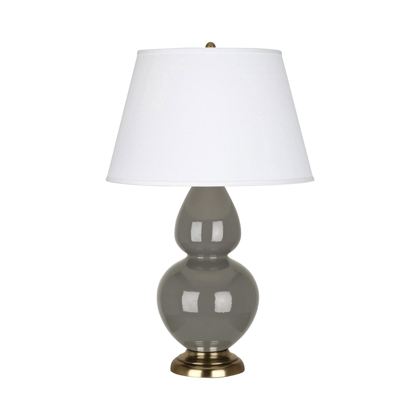 Double Gourd Large Accent Table Lamp in Ash/Fabric Hardback/Brass.