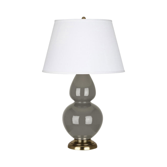 Double Gourd Large Accent Table Lamp in Ash/Fabric Hardback/Brass.
