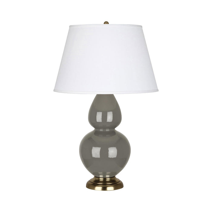 Double Gourd Large Accent Table Lamp with Brass Base in Ash/Fabric Hardback.