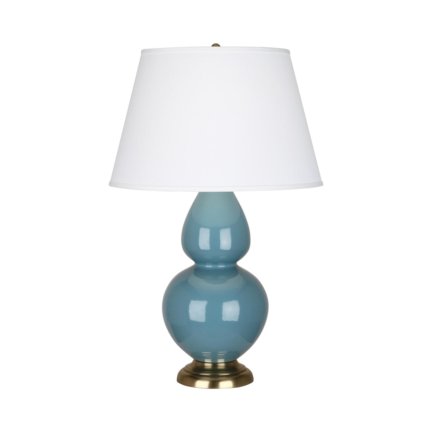 Double Gourd Large Accent Table Lamp in Steel Blue/Fabric Hardback/Brass.