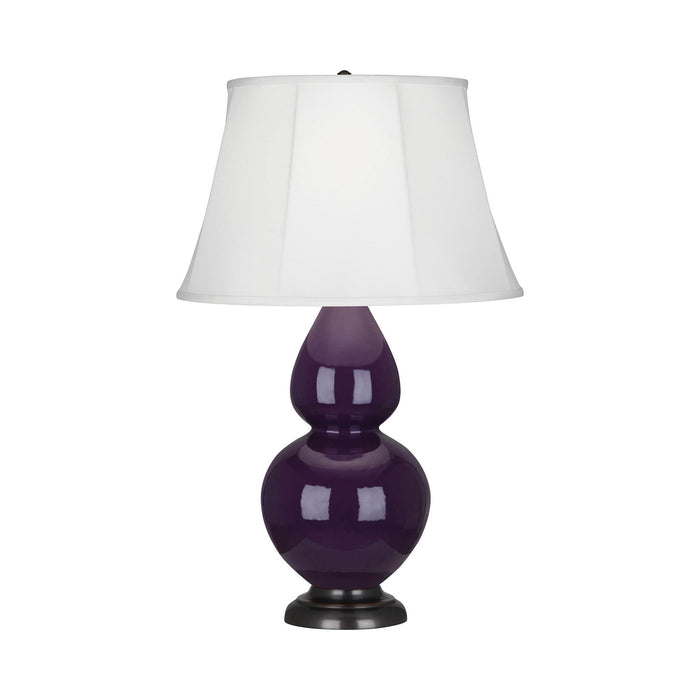 Double Gourd Large Accent Table Lamp with Bronze Base in Amethyst/Silk Stretch.