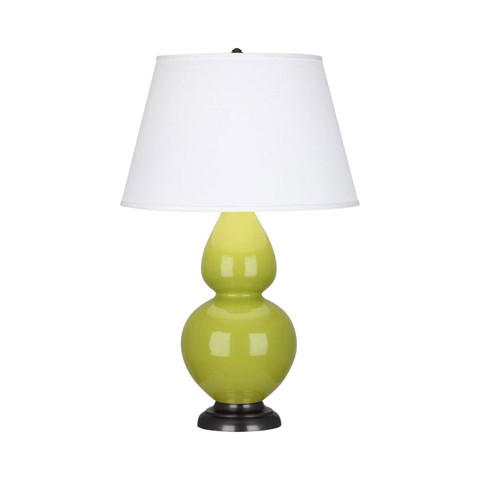 Double Gourd Large Accent Table Lamp with Bronze Base in Apple/Fabric Hardback.
